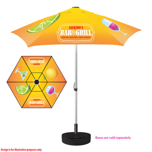 UB 7′ Commercial Patio Umbrella – Vented Canopy with Tilt & Digital Print