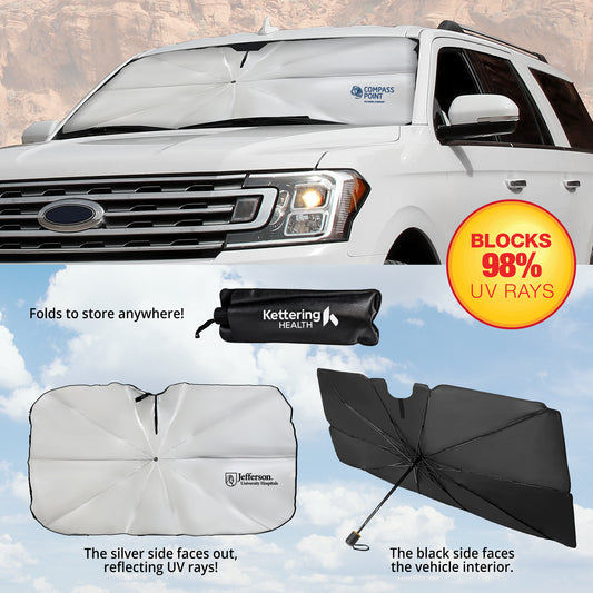 The Dashboard Defender – UV Car Windshield Sunshade Folding Umbrella